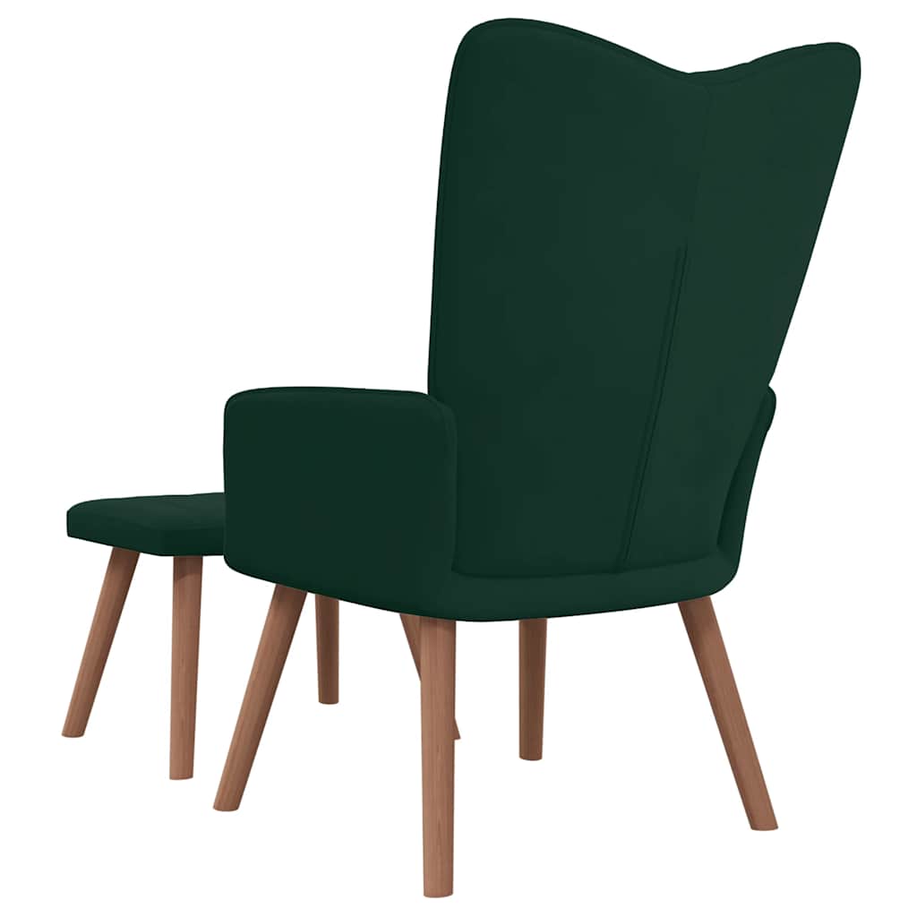 lænestol med fodskammel fløjl mørkegrøn