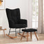 gyngestol med fodskammel fløjl sort