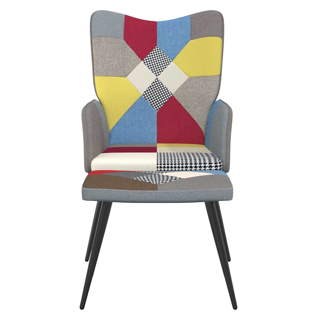 lænestol med fodskammel stof patchwork