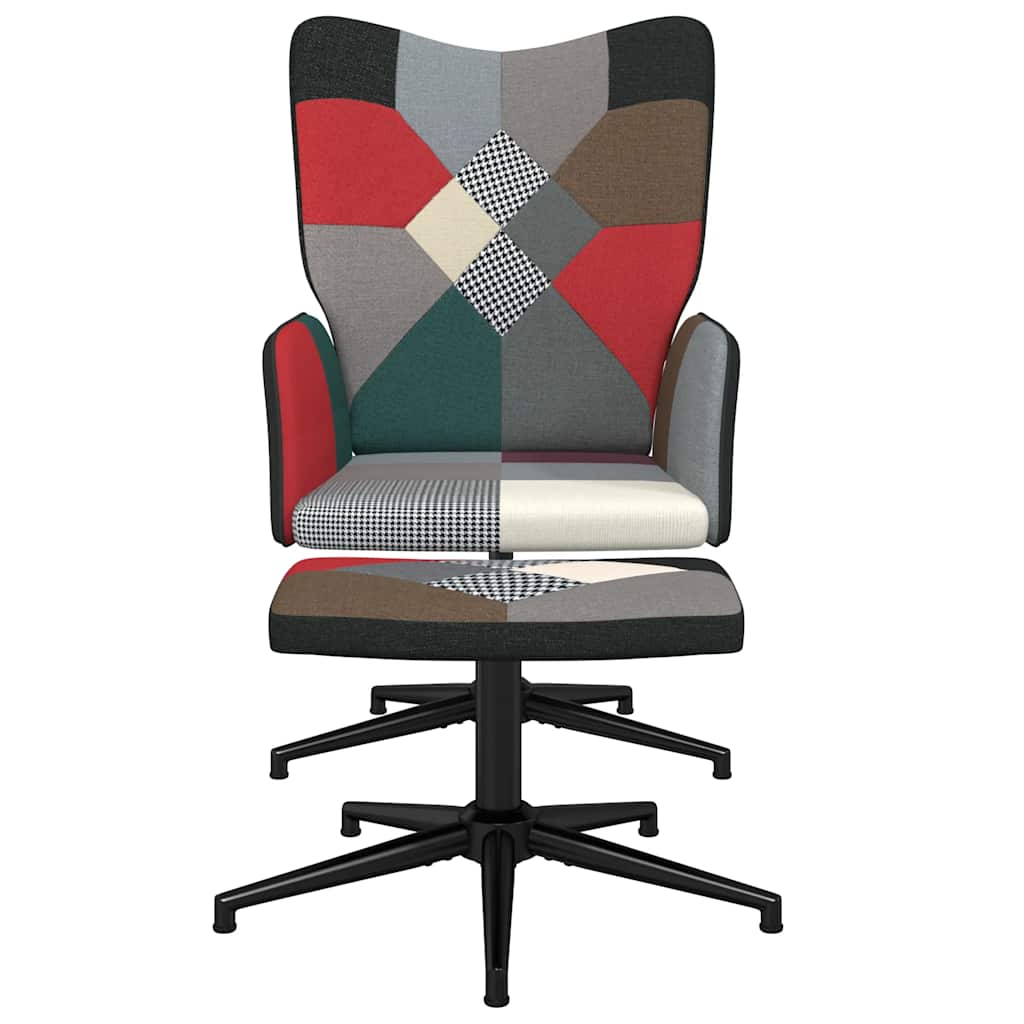 lænestol med fodskammel stof patchwork