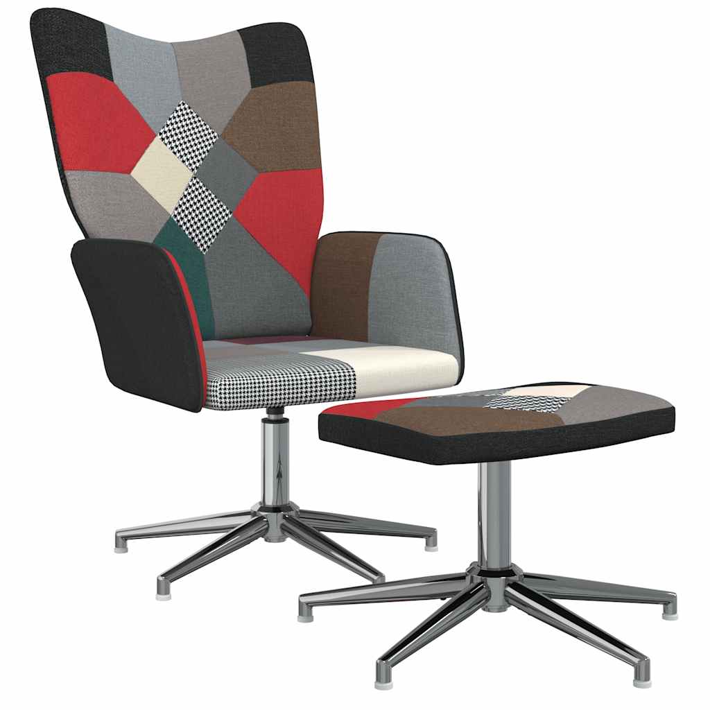 lænestol med fodskammel stof patchwork