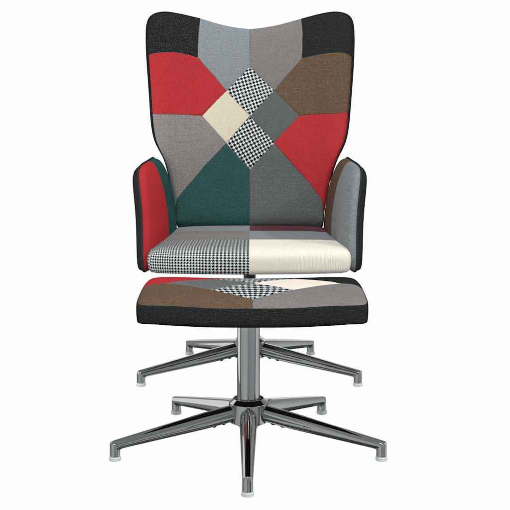 lænestol med fodskammel stof patchwork