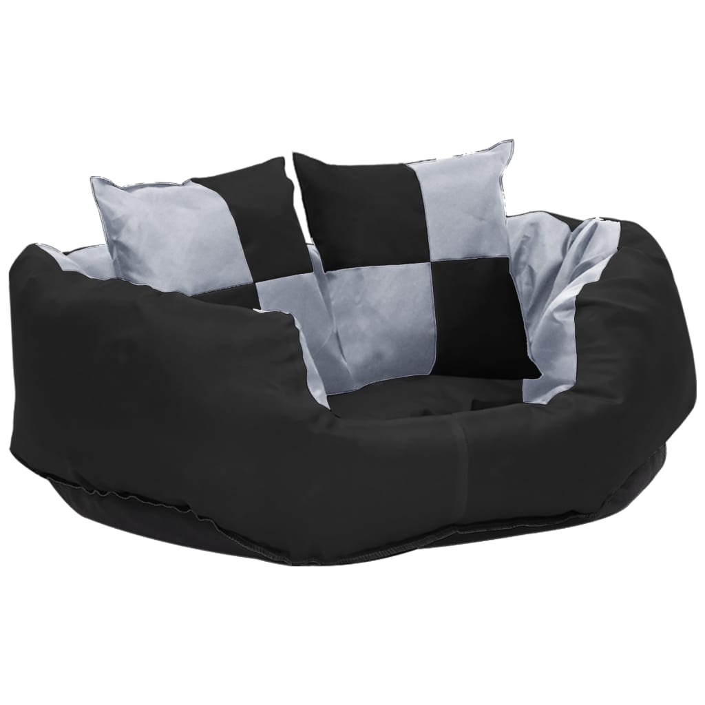 hundepude 65x50x20 cm vendbar og vaskbar grå og sort