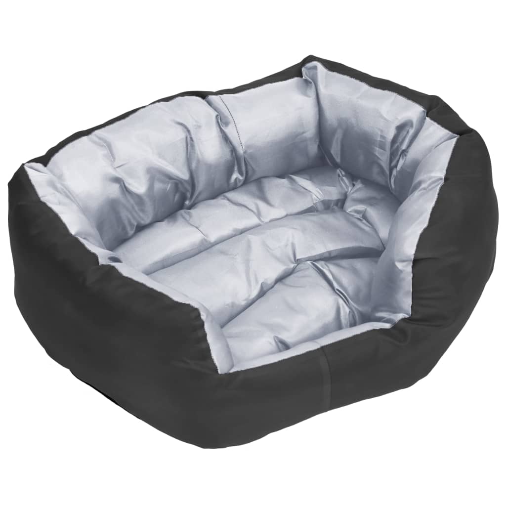 hundepude 65x50x20 cm vendbar og vaskbar grå og sort