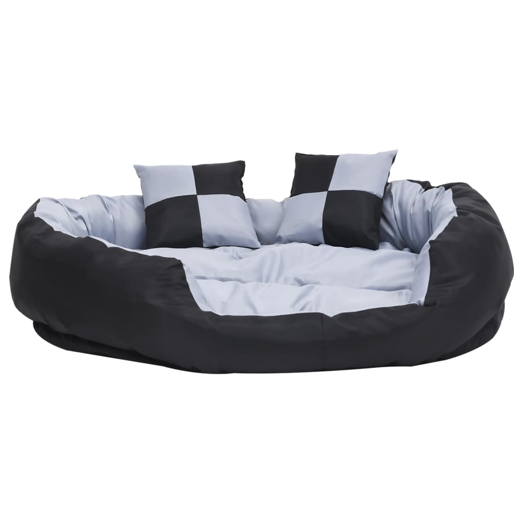 hundepude 110x80x23 cm vendbar og vaskbar grå og sort