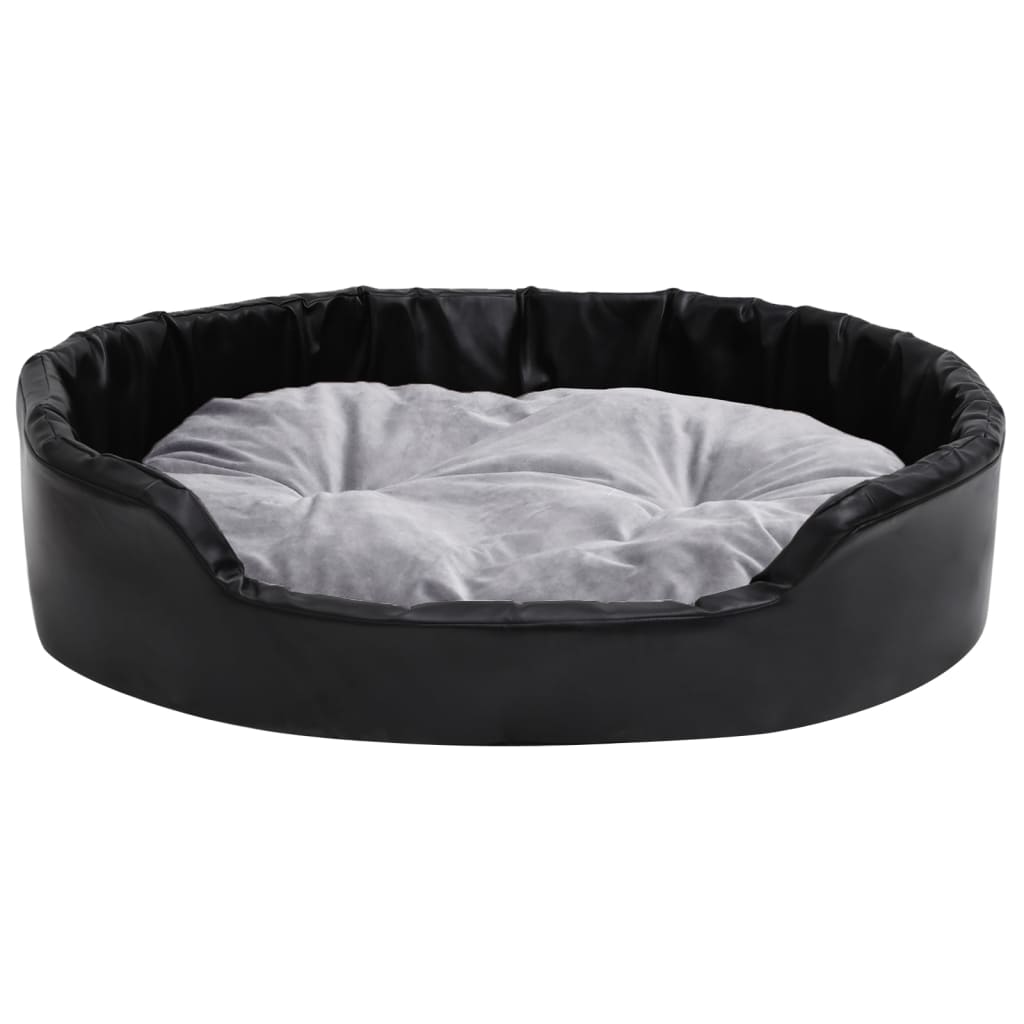 hundekurv 90x79x20 cm plys og kunstlæder sort og grå