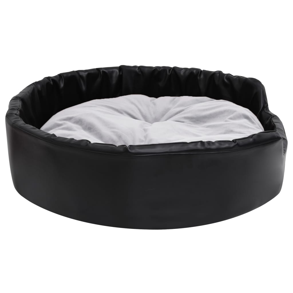 hundekurv 90x79x20 cm plys og kunstlæder sort og grå