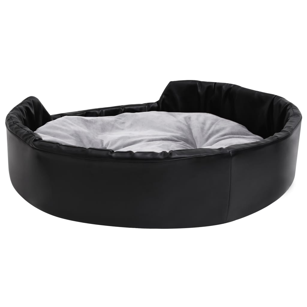hundekurv 90x79x20 cm plys og kunstlæder sort og grå