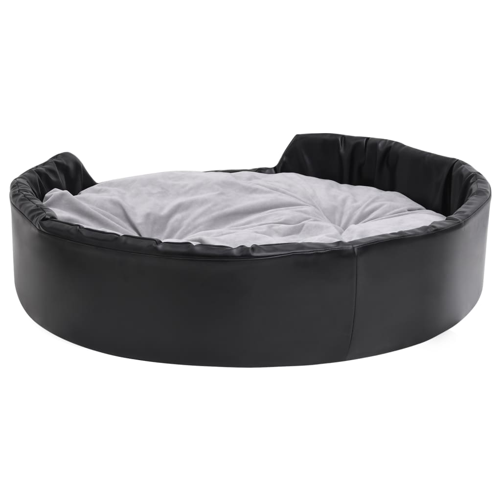 hundekurv 99x89x21 cm plys og kunstlæder sort og grå