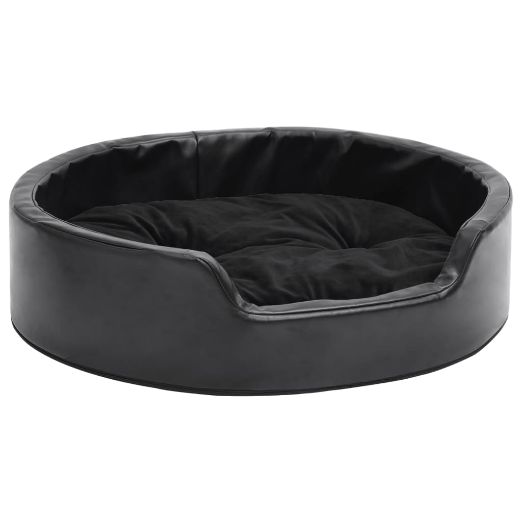 hundekurv 69x59x19 cm plys og kunstlæder sort