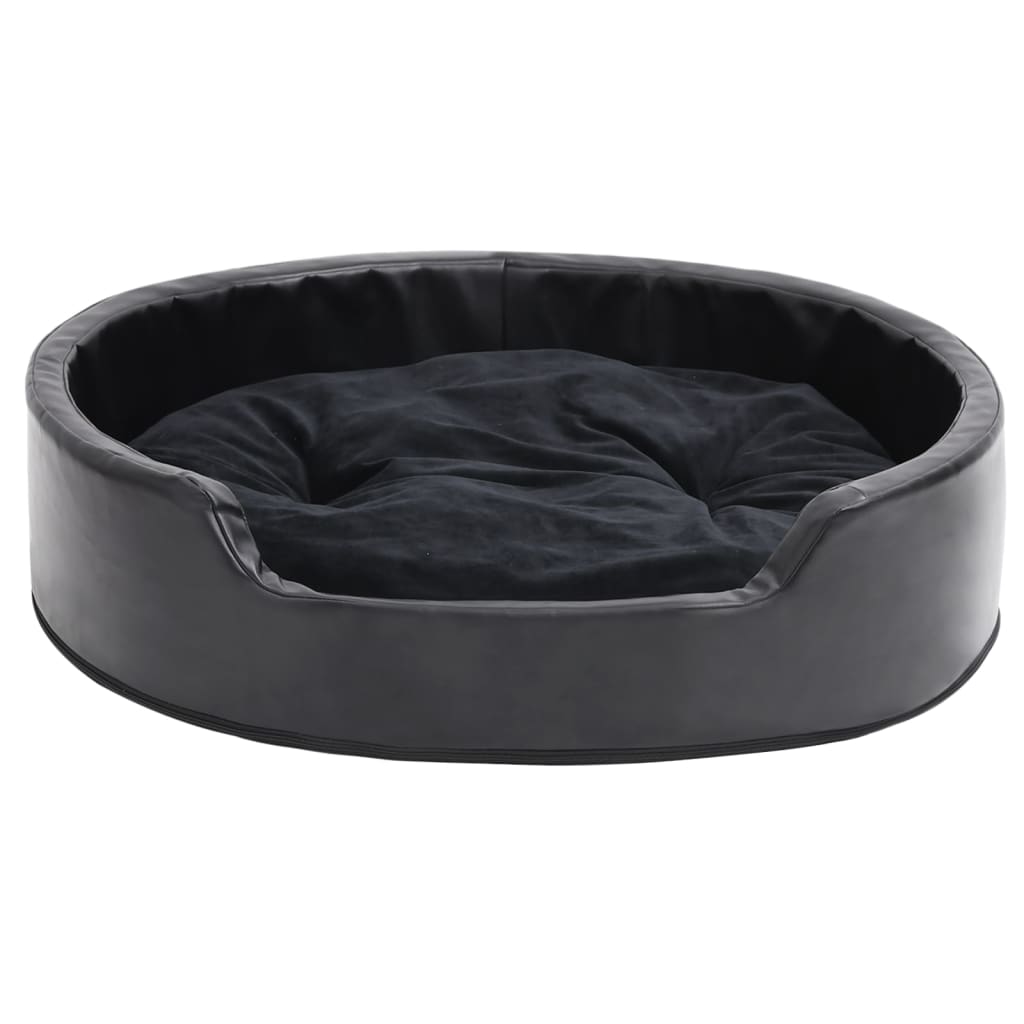 hundekurv 79x70x19 cm plys og kunstlæder sort