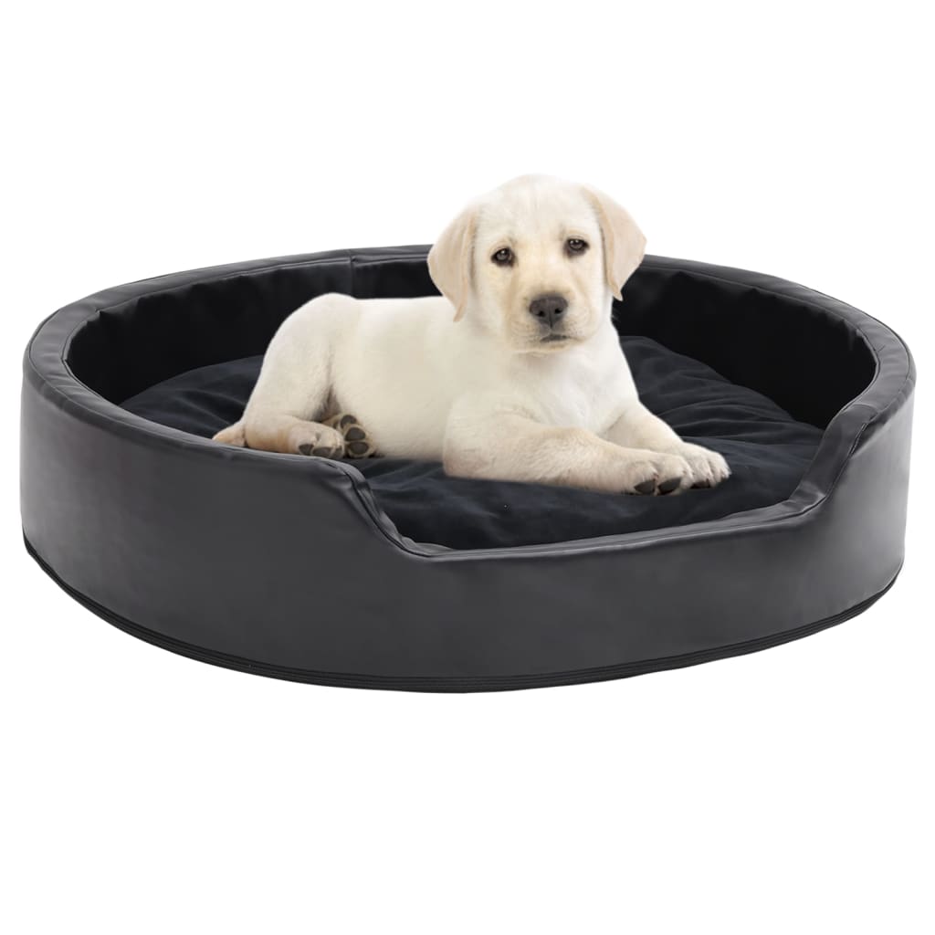 hundekurv 79x70x19 cm plys og kunstlæder sort