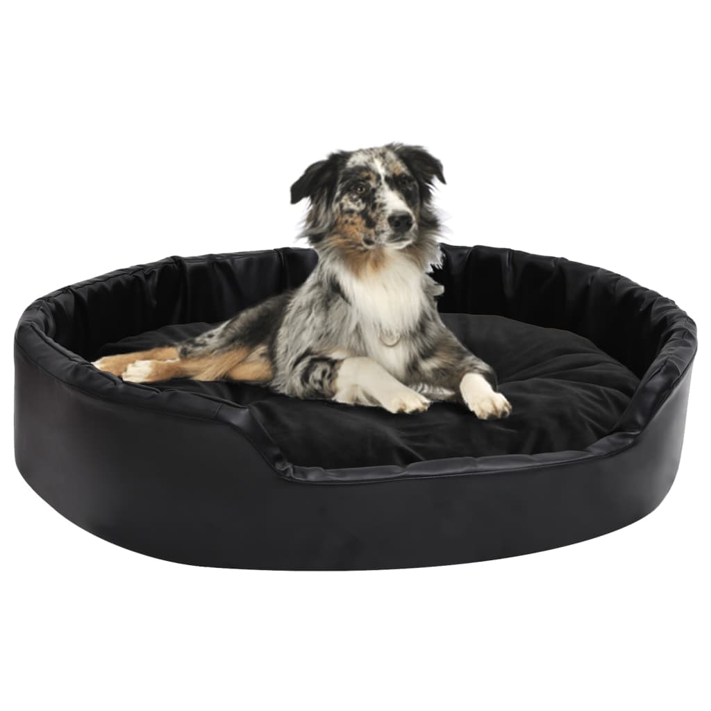 hundekurv 90x79x20 cm plys og kunstlæder sort