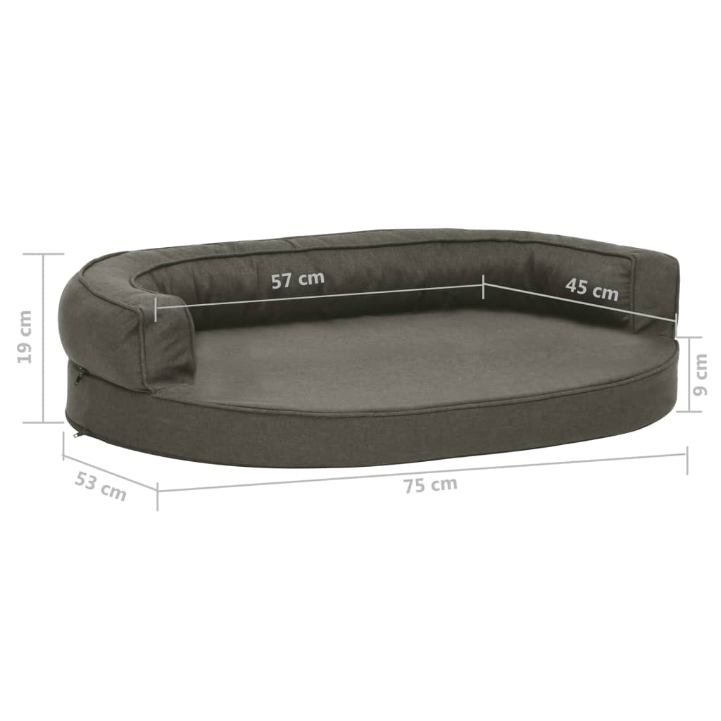 ergonomisk hundeseng 75x53 cm hør-look mørkegrå
