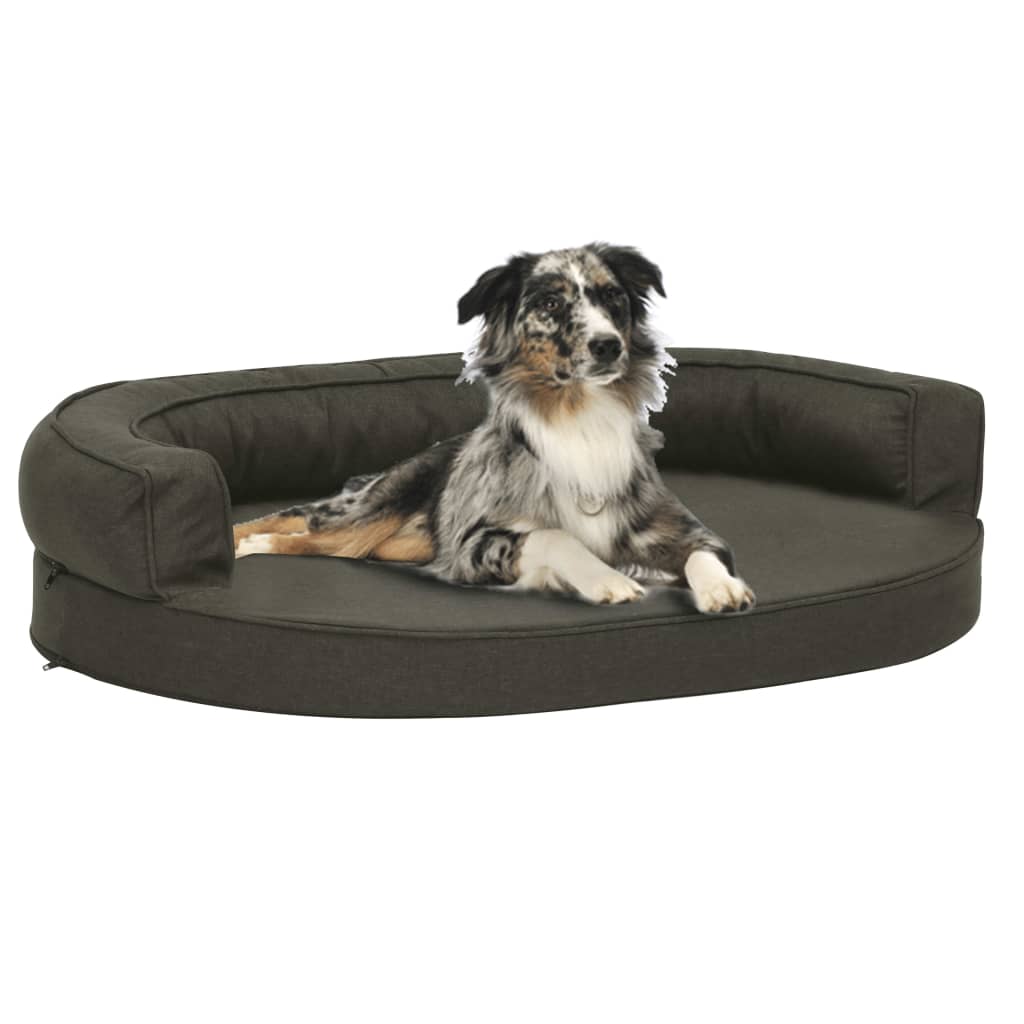 ergonomisk hundeseng 75x53 cm hør-look mørkegrå