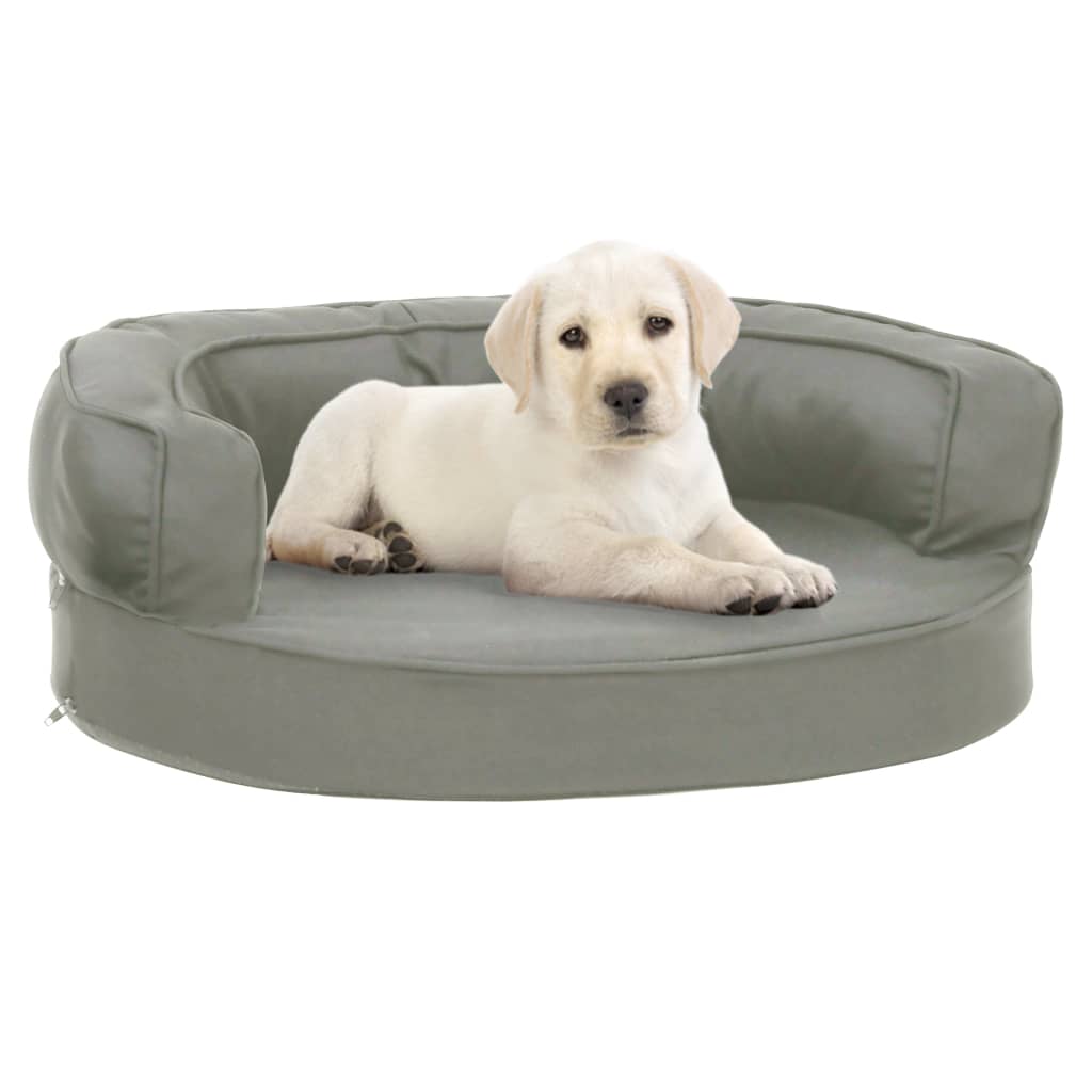 ergonomisk hundeseng 60x42 cm hør-look grå