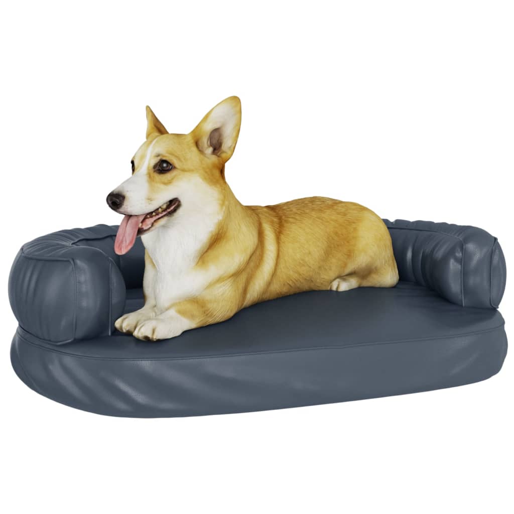 ergonomisk hundeseng 75x53 cm skum og kunstlæder mørkeblå