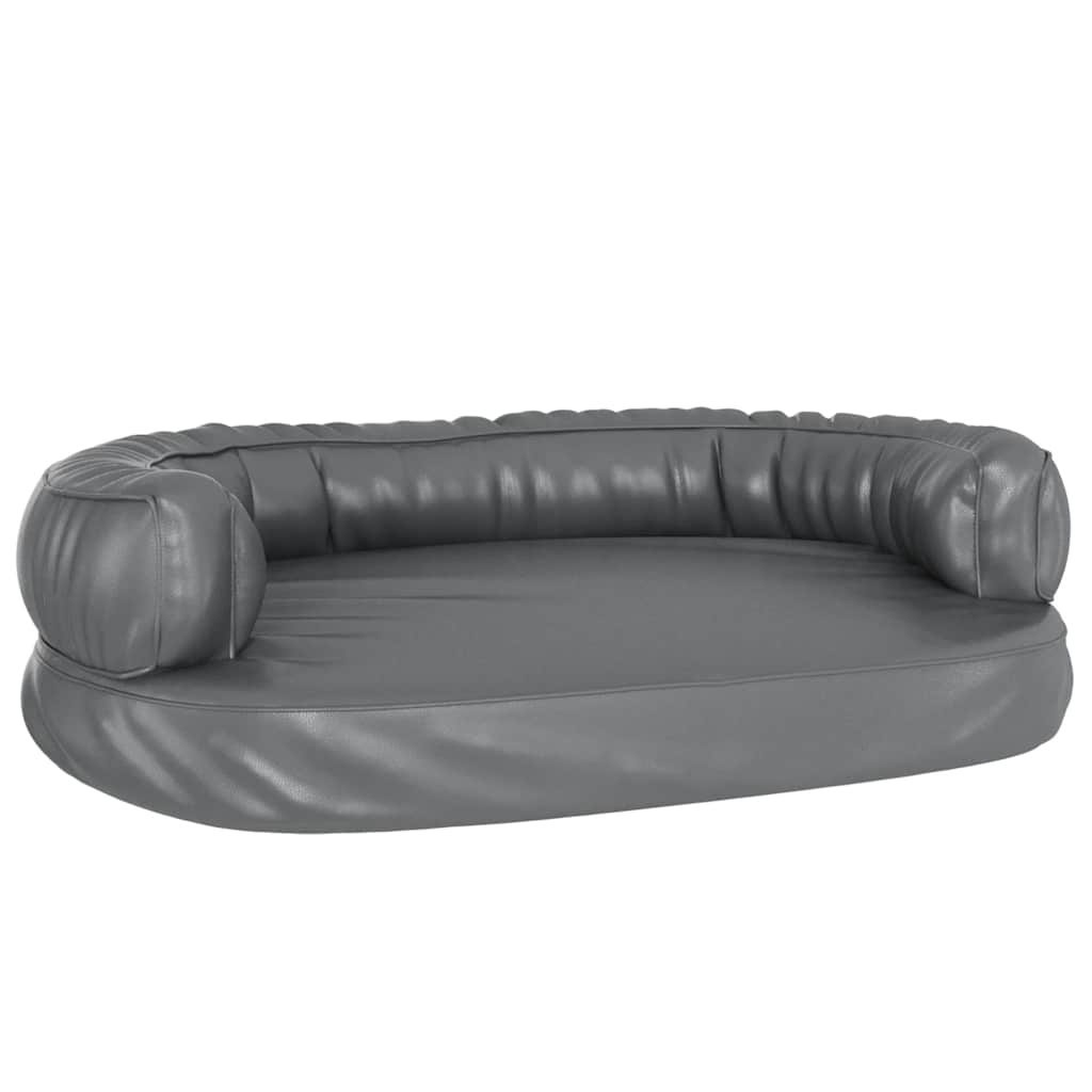 ergonomisk hundeseng 75x53 cm skum og kunstlæder grå