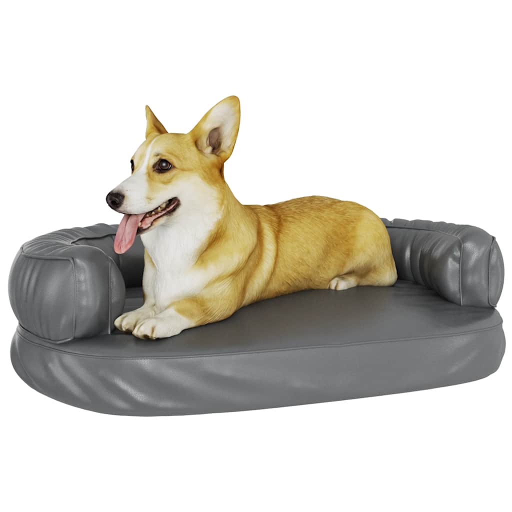 ergonomisk hundeseng 75x53 cm skum og kunstlæder grå