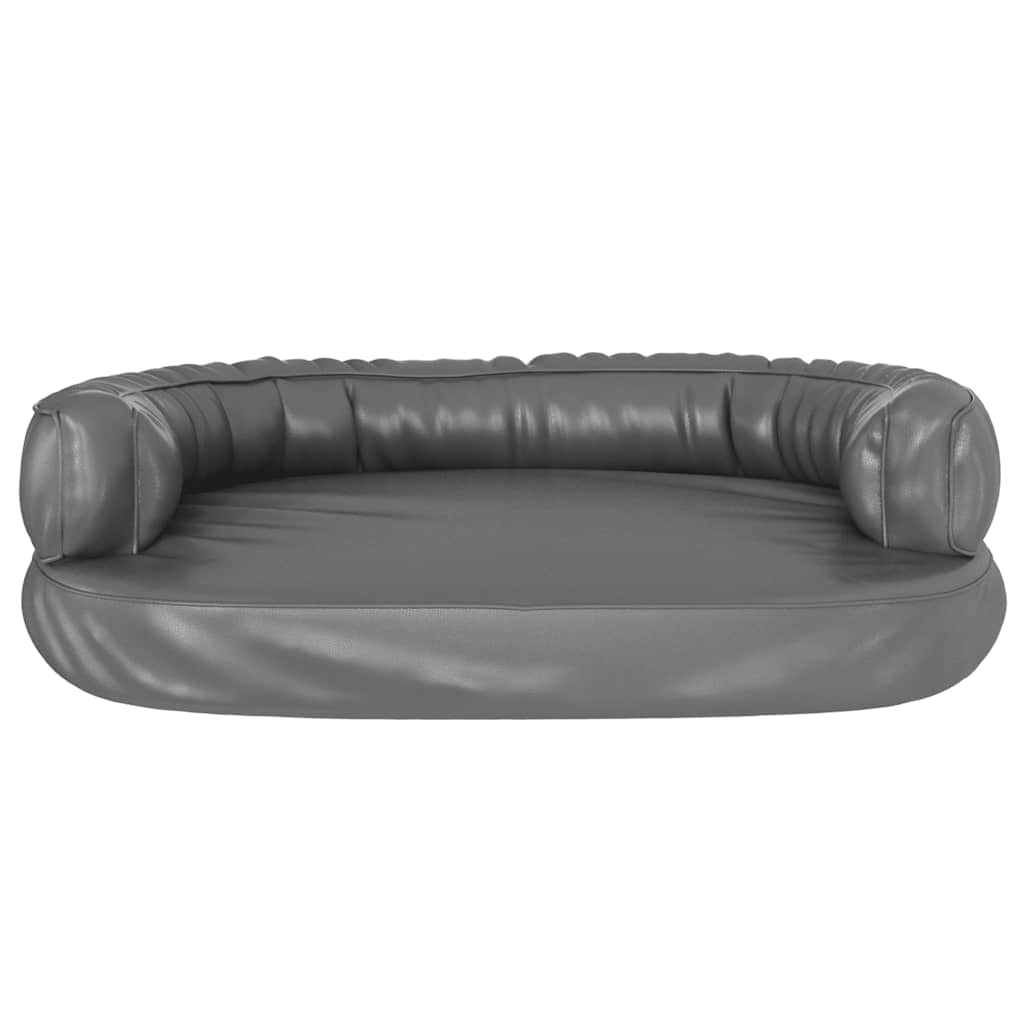 ergonomisk hundeseng 75x53 cm skum og kunstlæder grå
