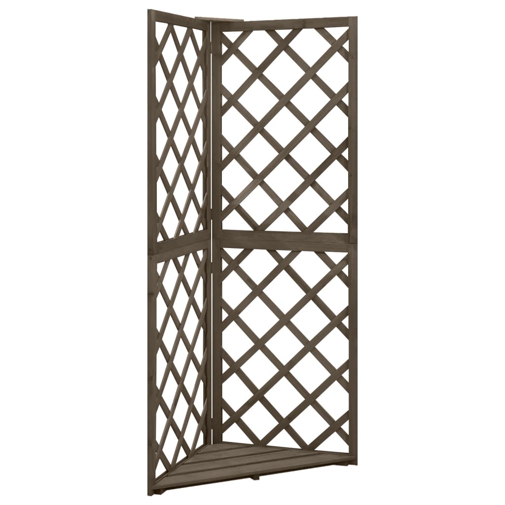 espalier til hjørne 50x50x145 cm massivt grantræ grå