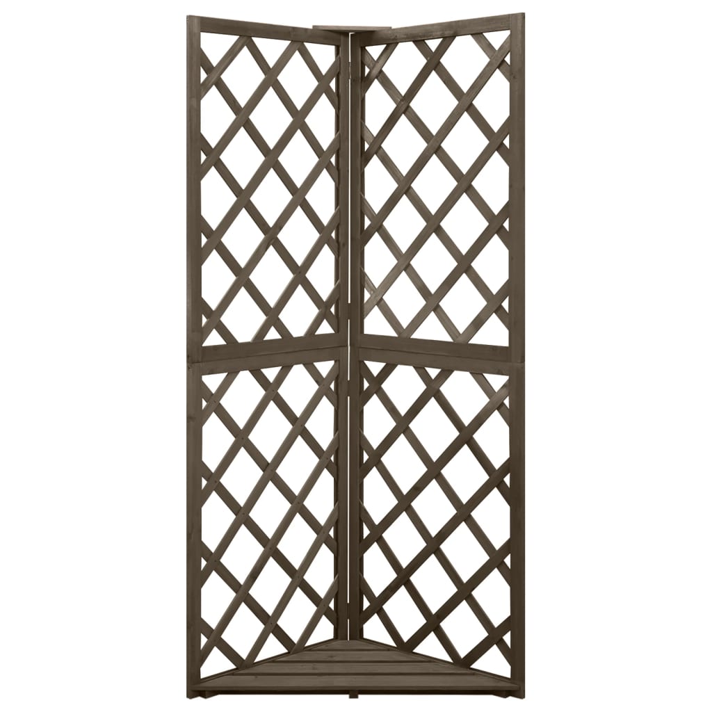 espalier til hjørne 50x50x145 cm massivt grantræ grå