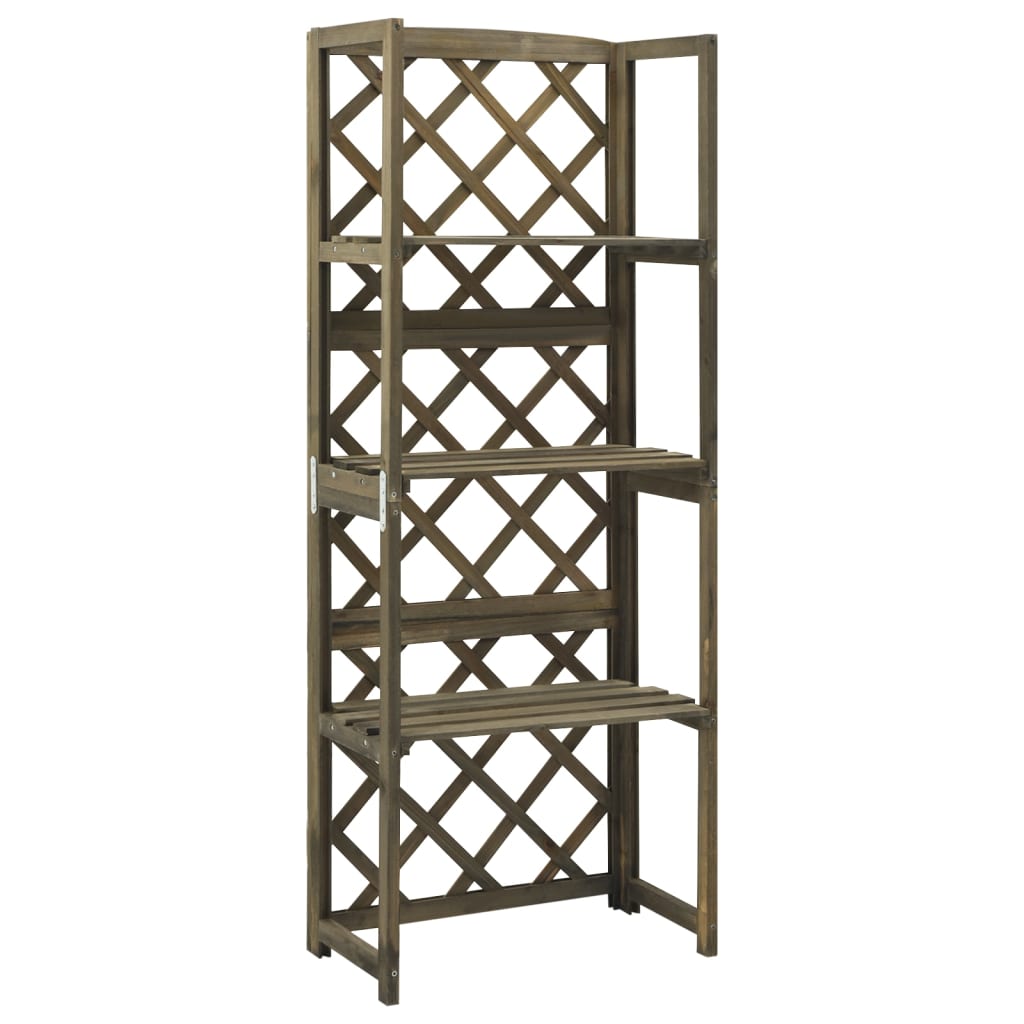 espalier med hylder 55x30x140 cm massivt grantræ grå