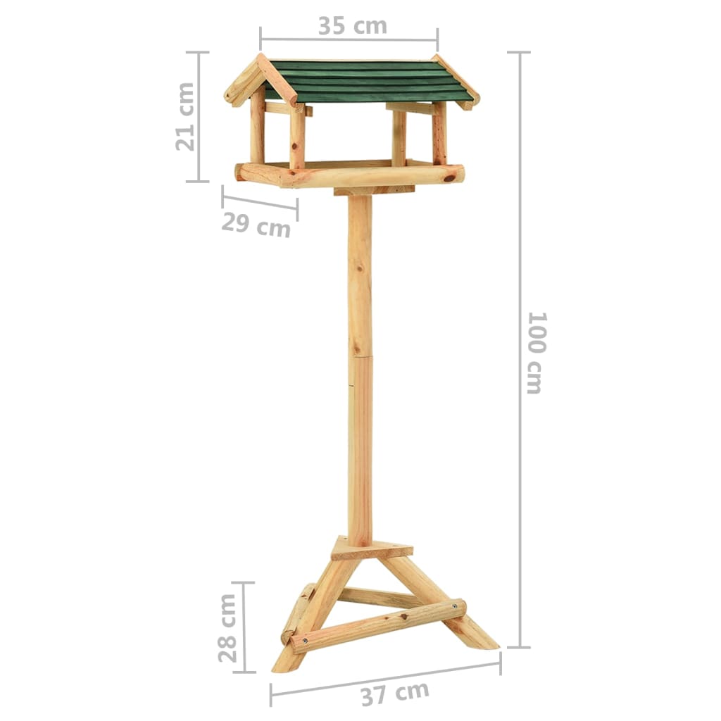 fuglehus med stativ 37x28x100 cm massivt fyrretræ