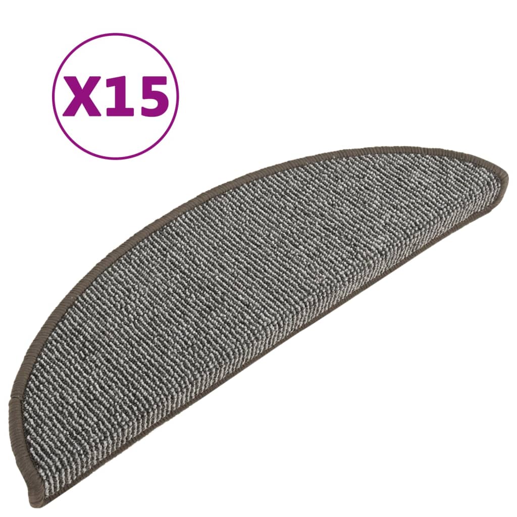 trappemåtter 15 stk. 56x17x3 cm grå halvrunde