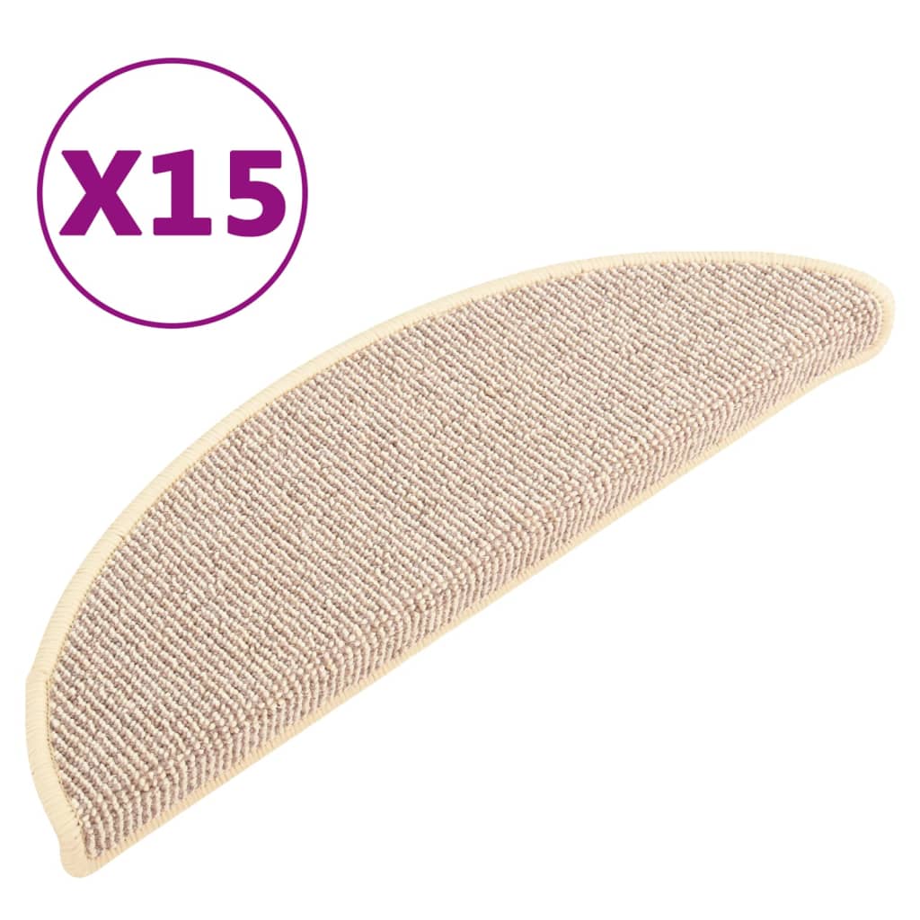 trappemåtter 15 stk. 56x17x3 cm hvide og brune halvrunde