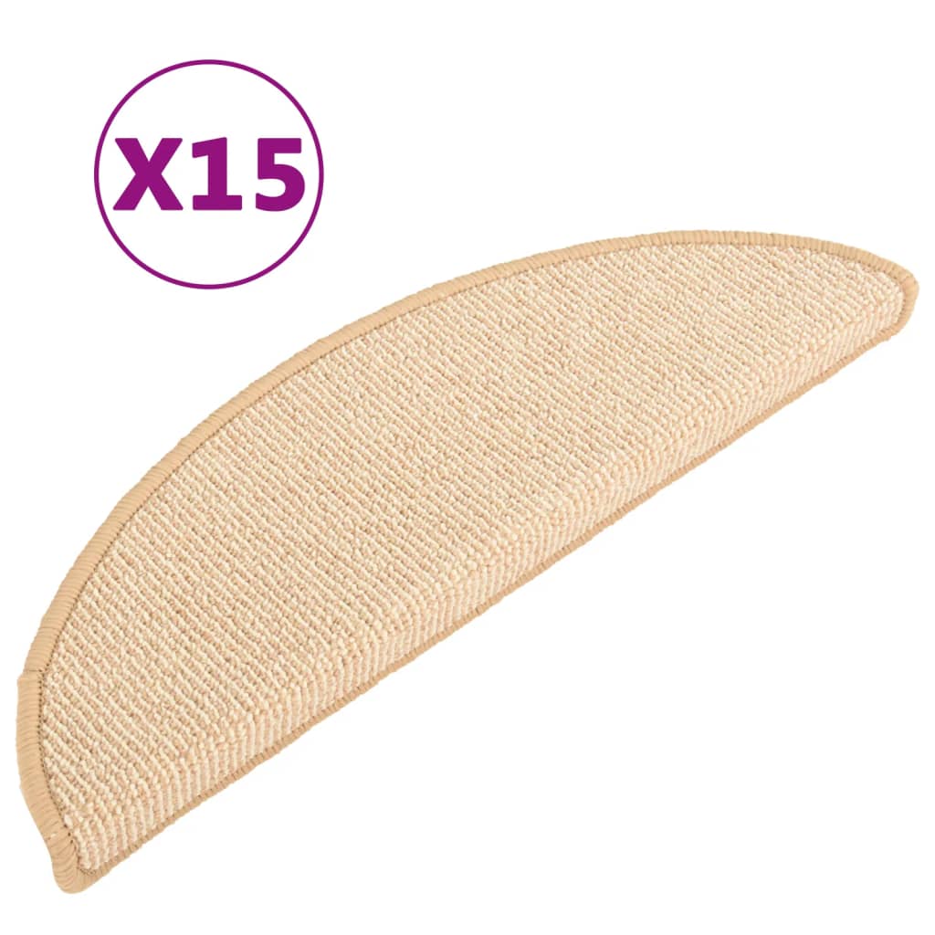 trappemåtter 15 stk. 56x17x3 cm cremefarvede halvrund