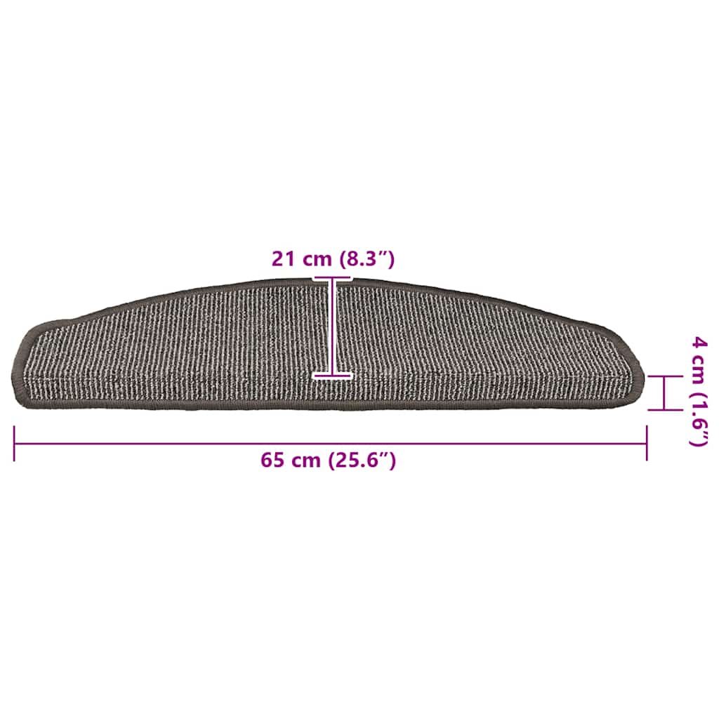 trappemåtter 15 stk. 65x21x4 cm grå halvrunde store
