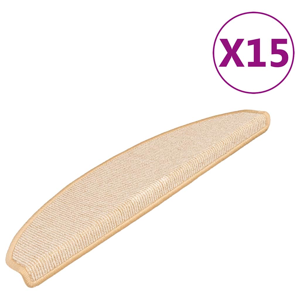 trappemåtter 15 stk. 65x21x4 cm cremefarvede halvrund store