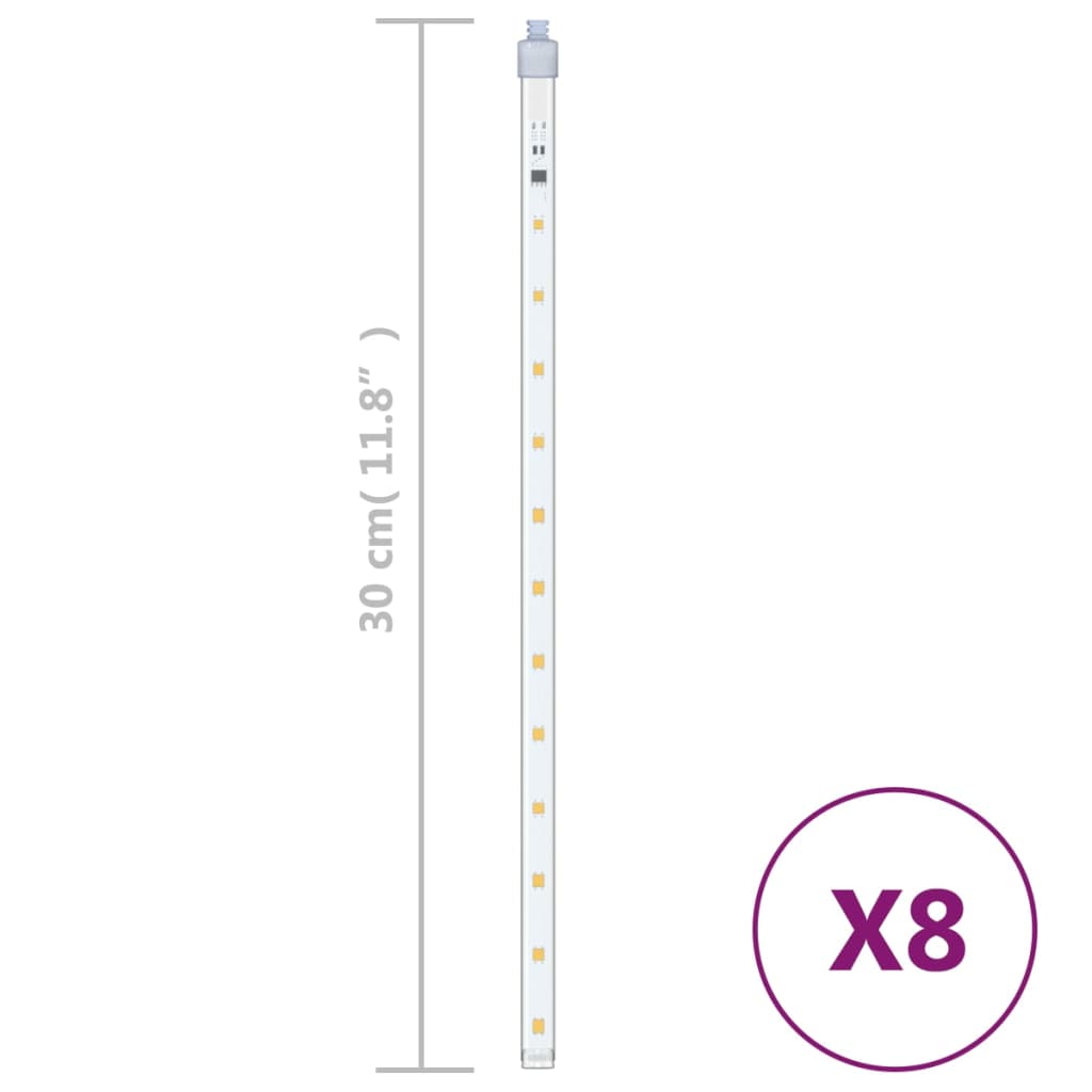 meteorlys 8 stk. 30 cm 192 LED'er indendørs/udendørs varm hvid