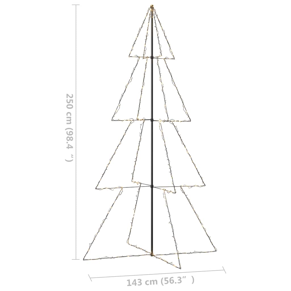 lysende juletræ 143x250 cm 360 LED'er indendørs/udendørs