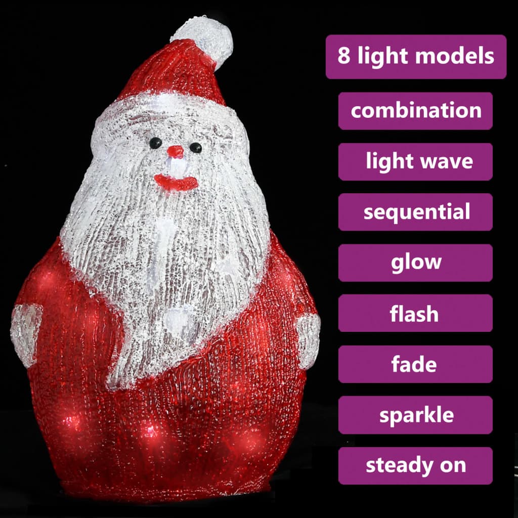 julemand med LED-lys 28 cm indendørs/udendørs akryl