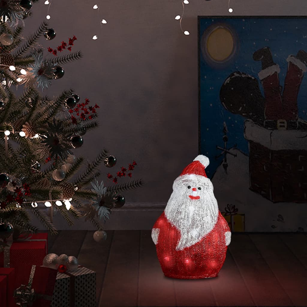 julemand med LED-lys 28 cm indendørs/udendørs akryl