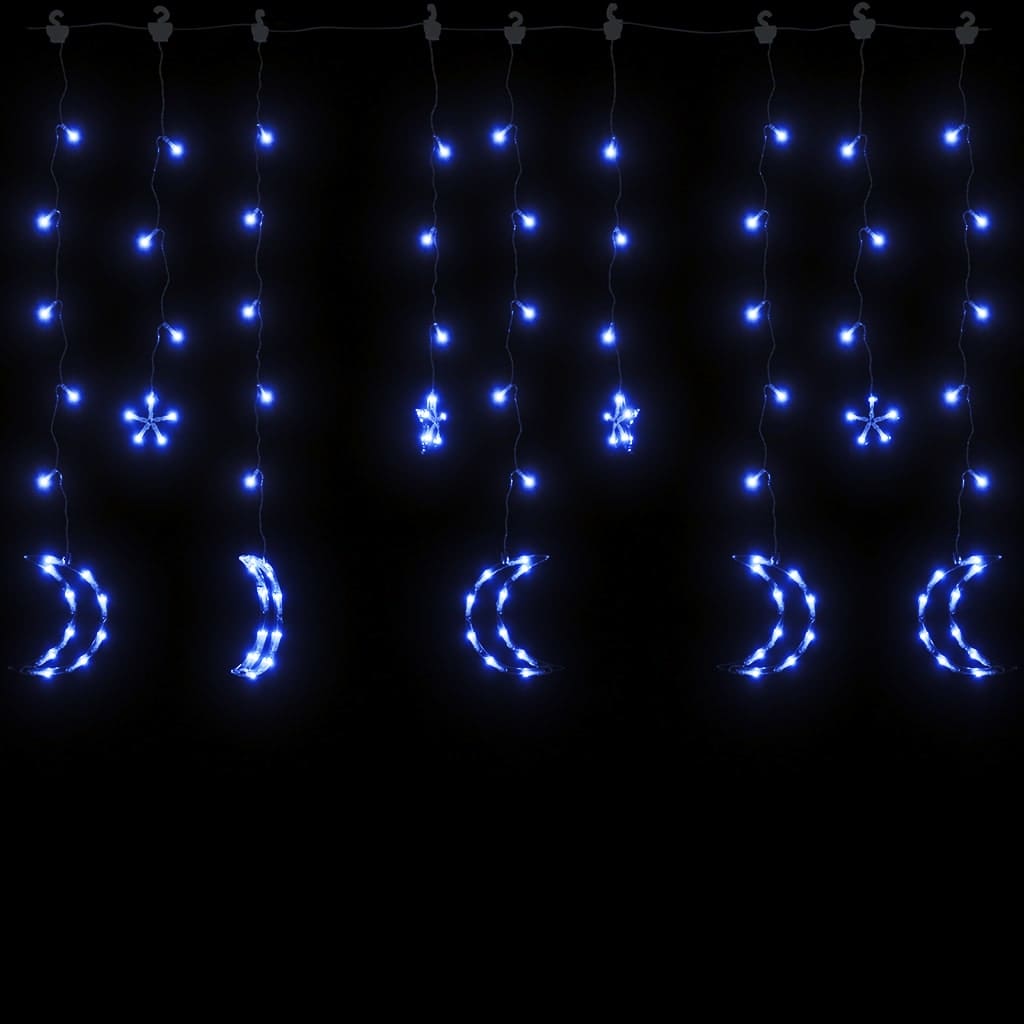fairy lights-lyskæder stjerne og måne 138 LED'er blå