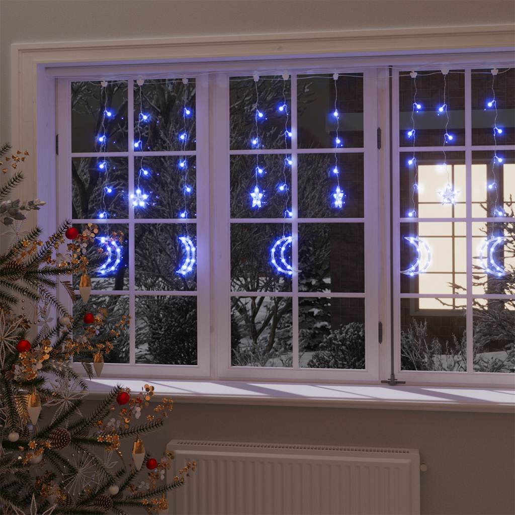 fairy lights-lyskæder stjerne og måne 138 LED'er blå