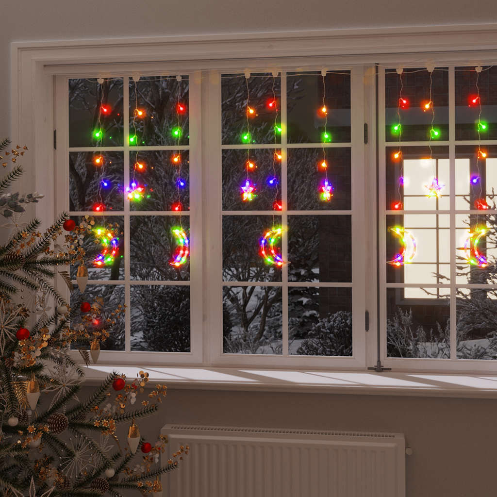 fairy lights-lyskæder stjerne og måne 138 LED'er flerfarvet