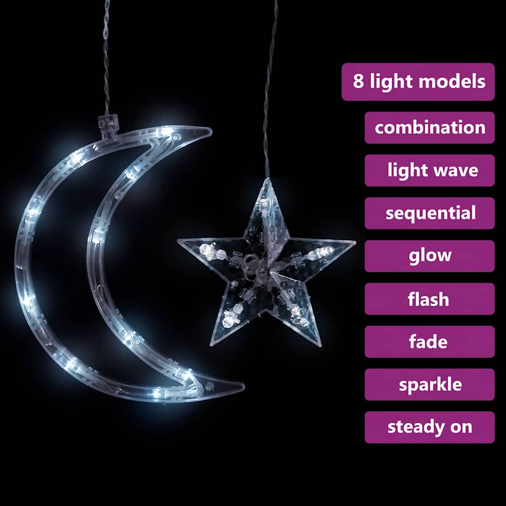 fairy lights-lyskæder stjerne og måne 345 LED'er kold hvid