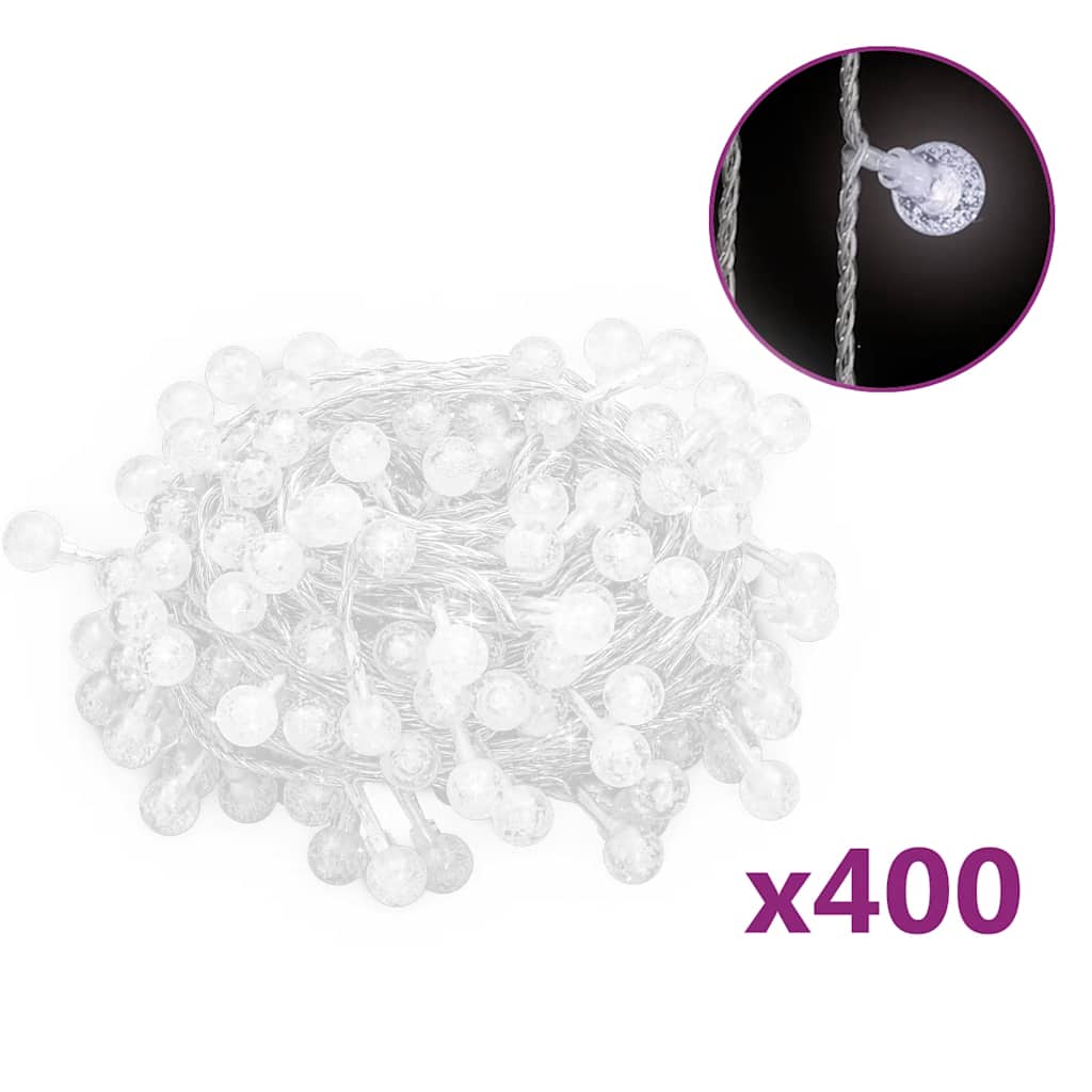 fairy lights-lyskæder 40 m 400 LED'er 8 funktioner kold hvid