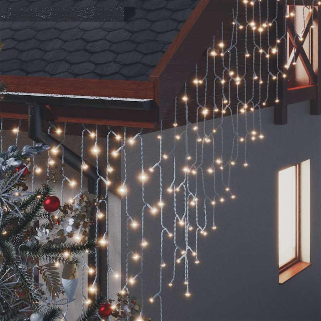 lysgardin 10 m 400 LED'er 8 funktioner varm hvid