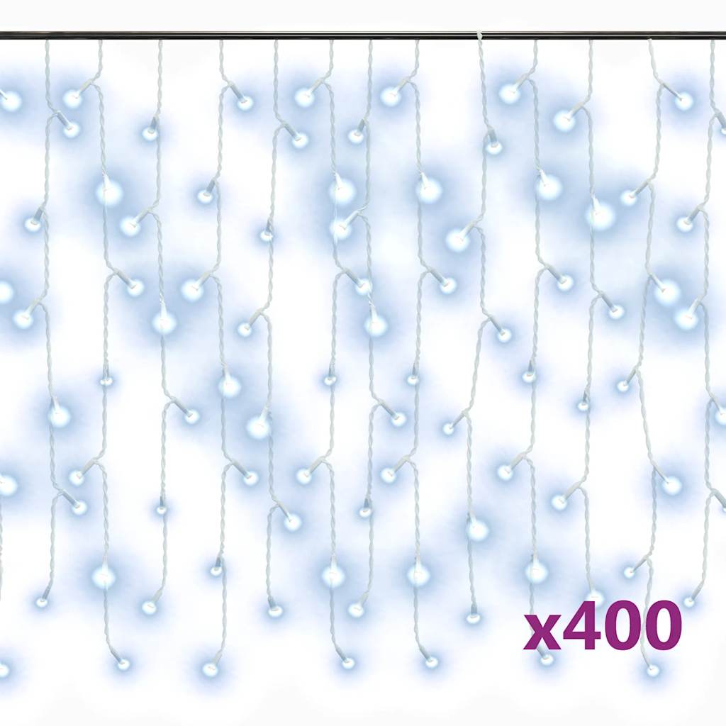lysgardin 10 m 400 LED'er 8 funktioner kold hvid
