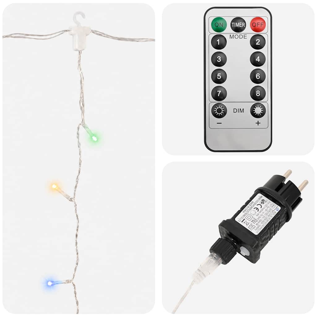 lysgardin 3x3 m 300 LED'er 8 funktioner flerfarvet