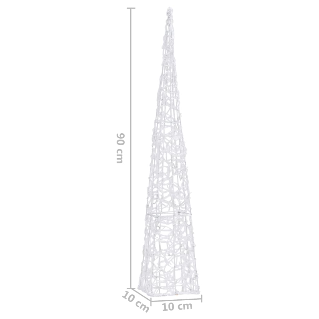 dekorativ LED-lyskegle 90 cm akryl kold hvid