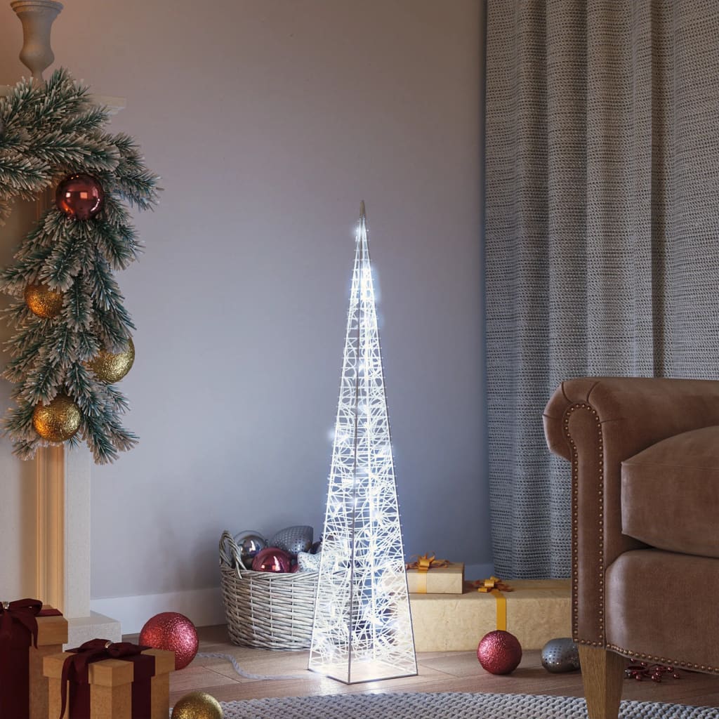 dekorativ LED-lyskegle 90 cm akryl kold hvid