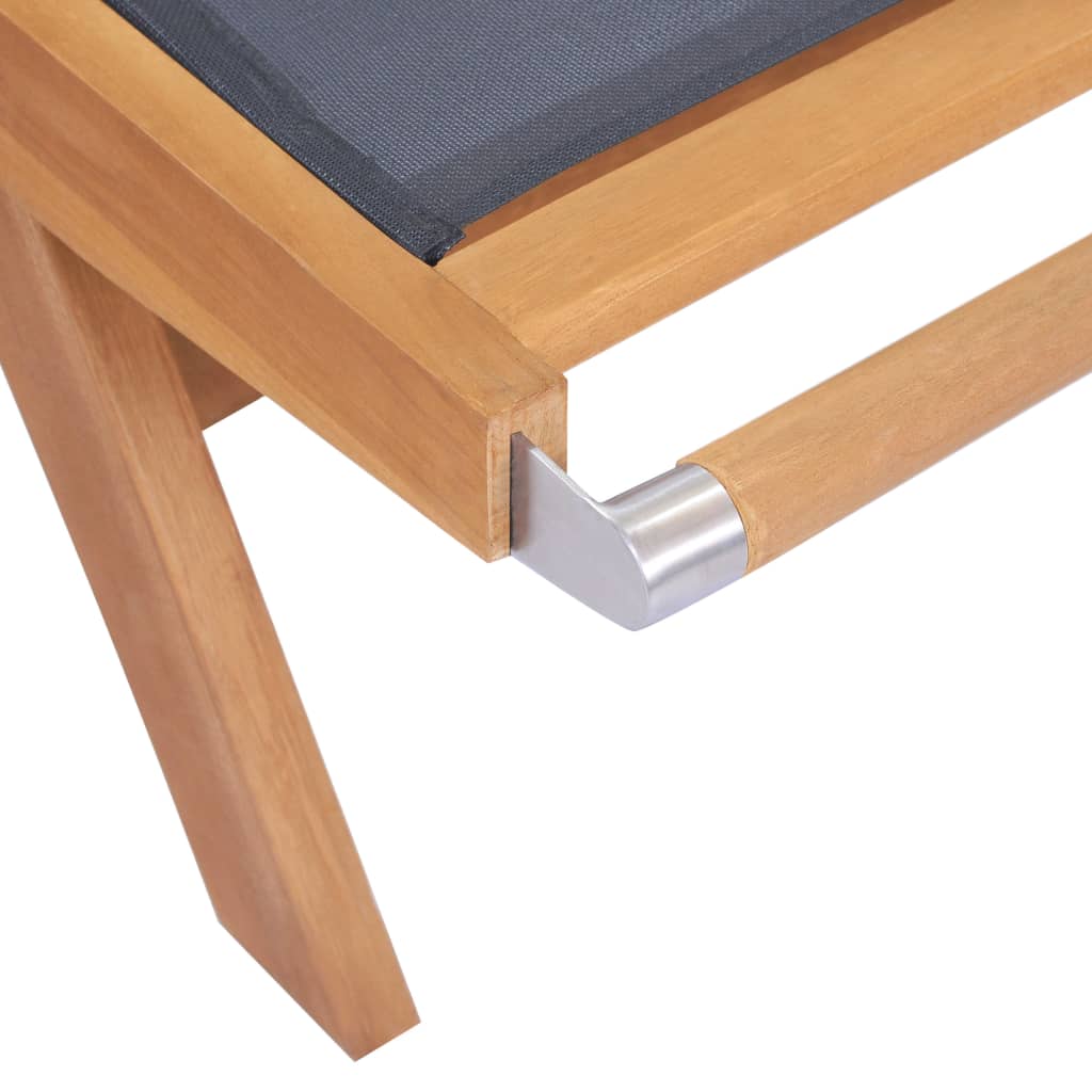 foldbare liggestole m. hjul 2 stk. massivt teaktræ og textilene