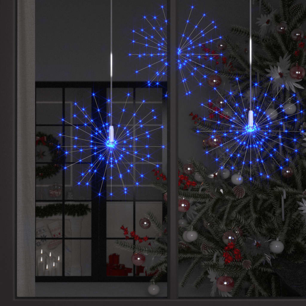 lysende fyrværkeridekoration 20 cm udendørs 140 LED'er lyseblå