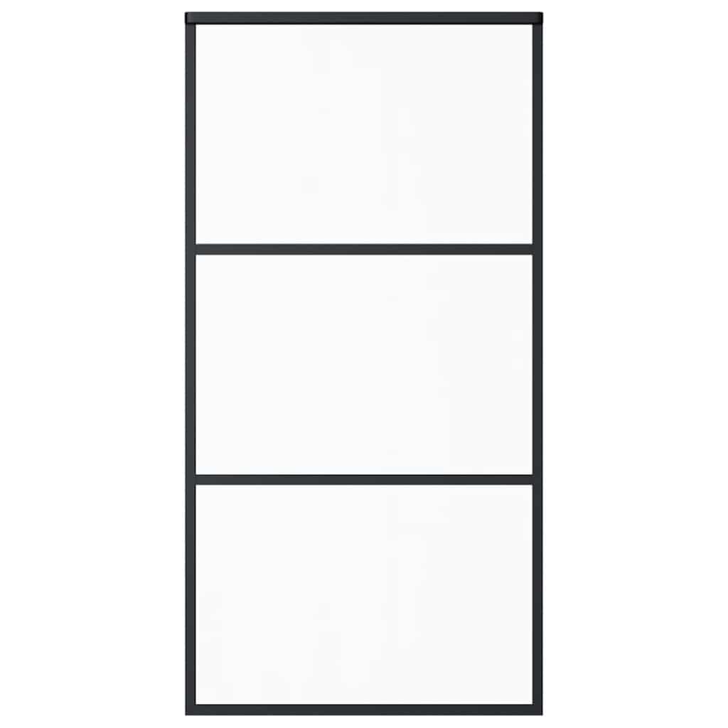 skydedør 102x205 cm sikkerhedsglas og aluminium  sort